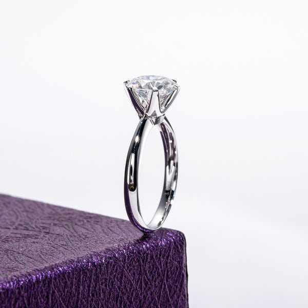 Solid 14k White Gold 3cttw Six Prong Solitaire Moissanite Ring 14K Real Gold Engagement And Anniversary Promise Rings