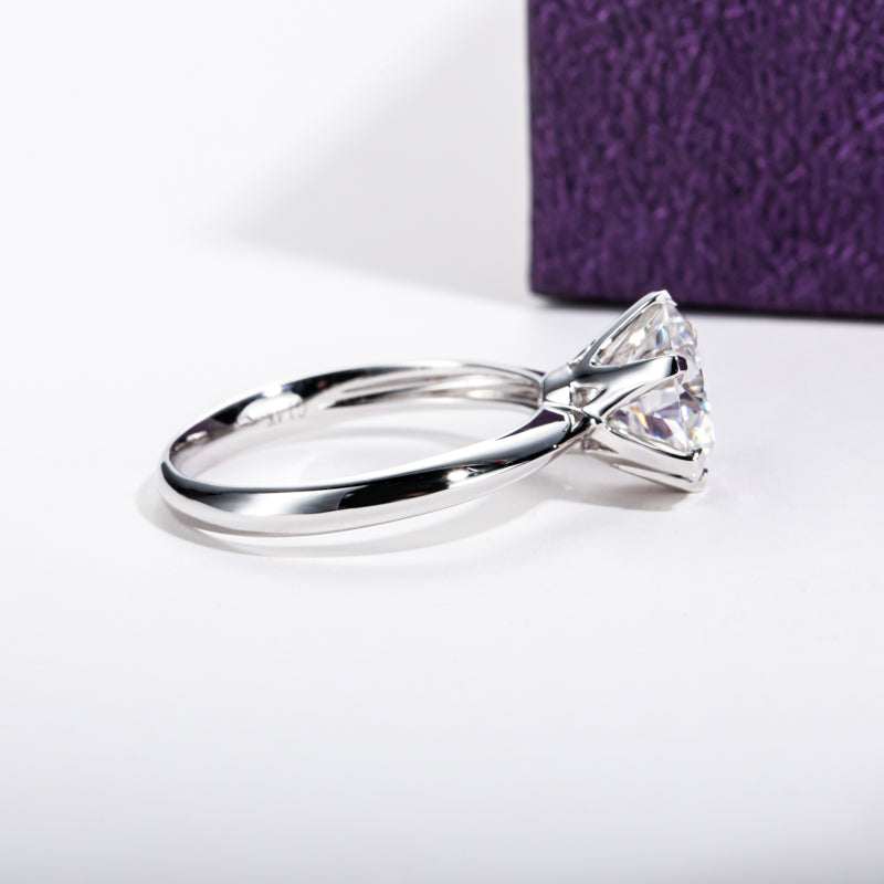 Solid 14k White Gold 3cttw Six Prong Solitaire Moissanite Ring 14K Real Gold Engagement And Anniversary Promise Rings