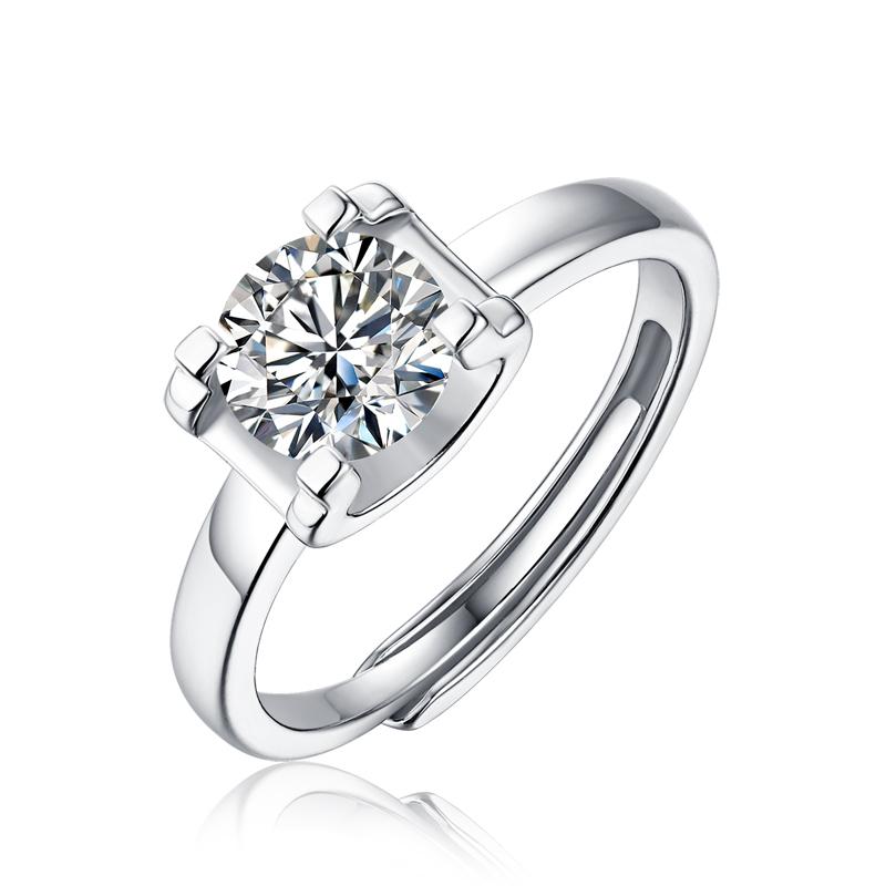 0.5/1.0/2.0/3.0CT Round Cut Moissanite Solitaire Ring Adjustable Size