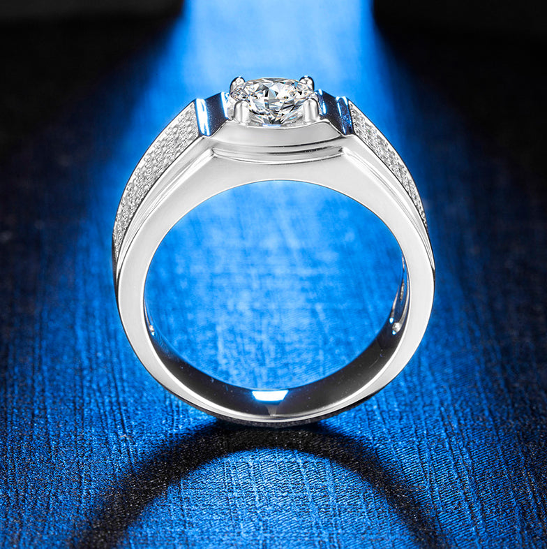 1.0CTTW  VVS1 D Color Moissanite ring 18K White Gold Plated Rings