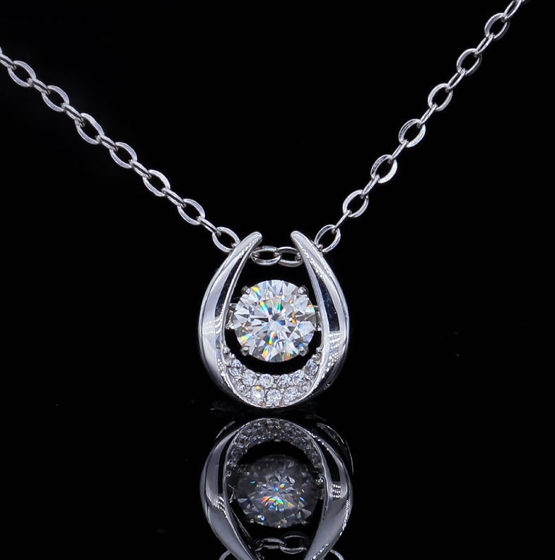 0.5CTTW D Color Moissanite Necklace 18K White Gold Plated Necklace
