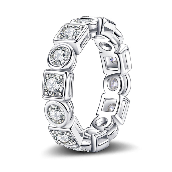 2.3CTTW D Color Moissanite Eternity Band 925 Silver Rings