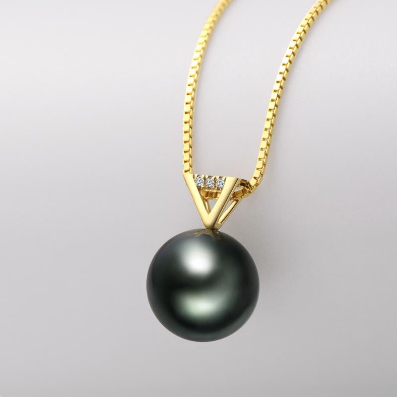 Genuine Black Tahitian Southsea Pearl Infinity Diamond Pendant Necklace