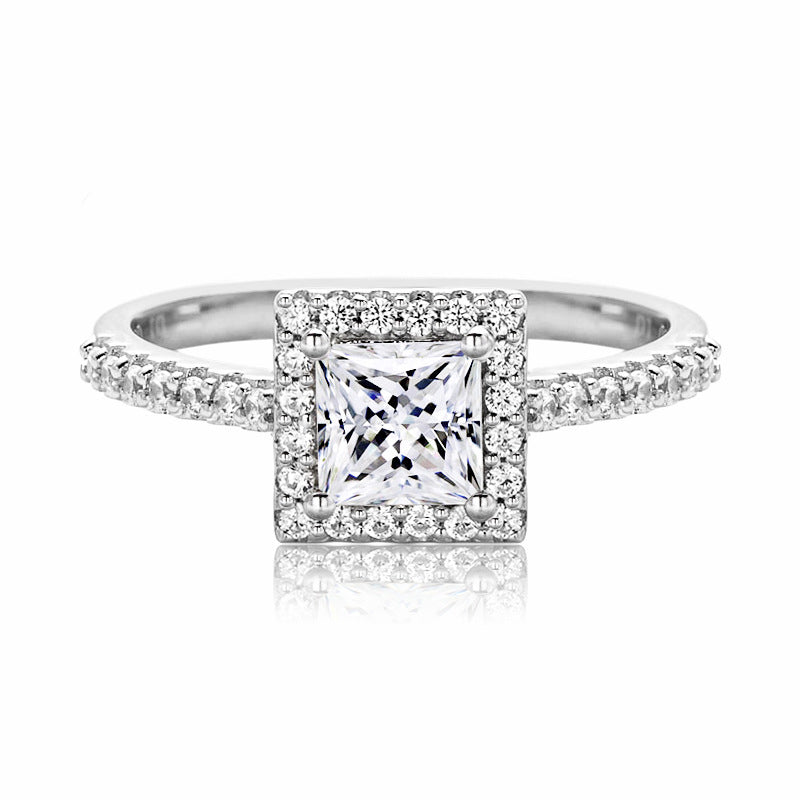 1.0CTTW D color Heart Cut Moissanite Halo Engagement Band Ring 925 Sterling Silver Rings