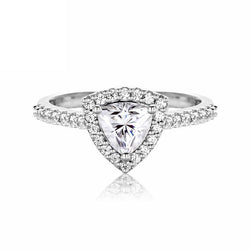 1.0CTTW Triangle Cut Moissanite Halo Engagement  925 Sterling Silver Rings