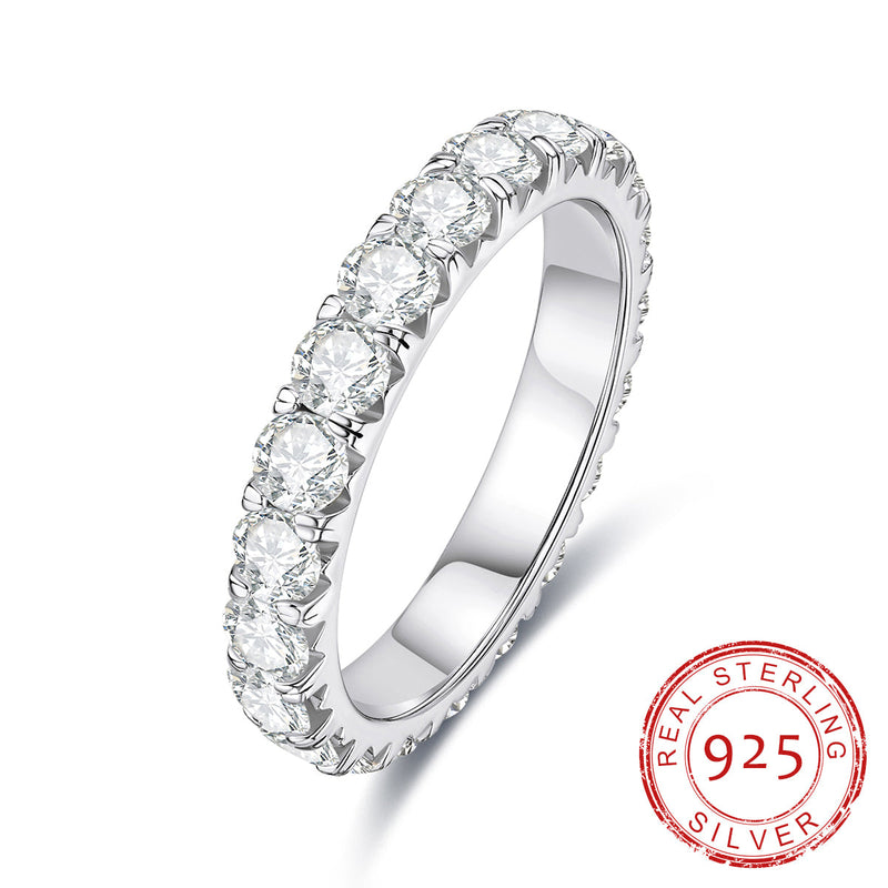 2.2CTTW Moissanite Eternity Band 925 Sterling Silver Ring