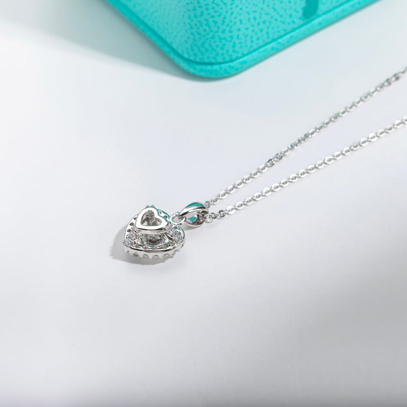 1.0CTTW D Color Heart Moissanite Pendant  925 Sterling Silver 40+2+3cm Necklace