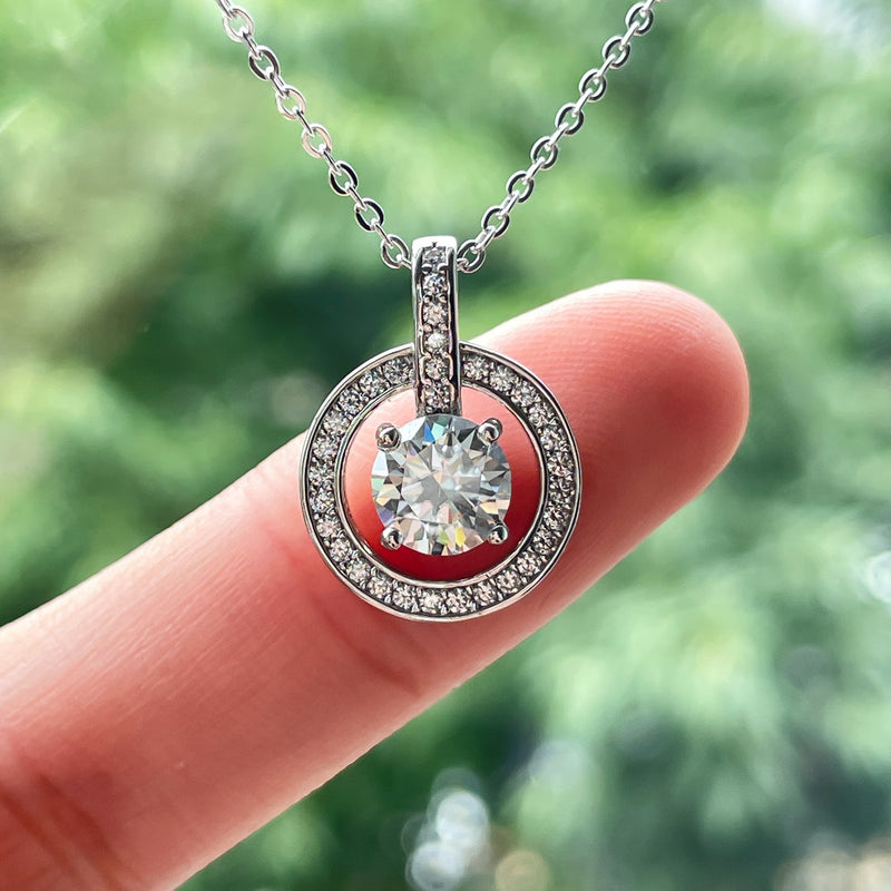 1.0CTTW D Color  Moissanite Necklace 925 Sterling Silver Necklace