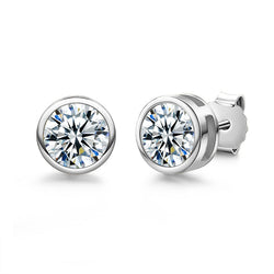 1.0CT/2.0CT D Color Round Moissanite Earrings 18K Gold Plated Stud Earrings