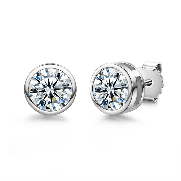 1.0CT/2.0CT D Color Round Moissanite Earrings 18K Gold Plated Stud Earrings