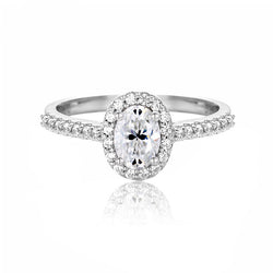1.0CCTW Oval Cut Moissanite Ring 925 Sterling Silver Rings