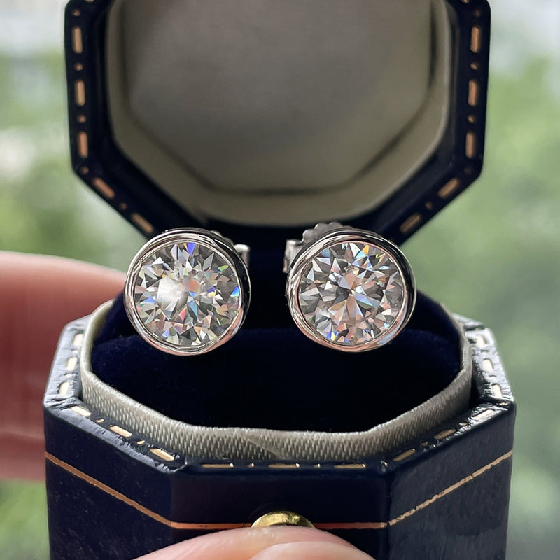 2.0CTTW D Color Moissanite Diamond Stud Earrings 925 Sterling Silver Earrings
