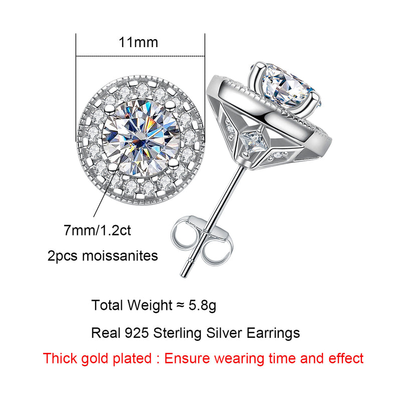 2.4CTTW  D Color Moissanite Earrings 18K Gold Plated 925 Sterling Silver Earrings