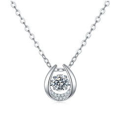 0.5CTTW D Color Moissanite Necklace 18K White Gold Plated Necklace
