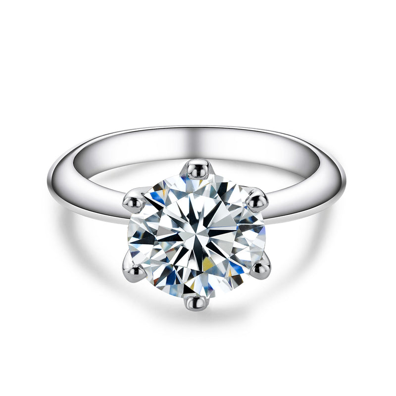 0.5/1/2/3CT Moissanite Classic 6 Prong Solitaire Ring 925 Sterling Silver Single Ring