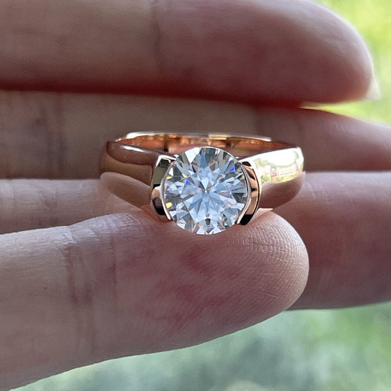 2.0CT D Color Moissanite Ring 18K Rose Gold Plated Solitaire Ring