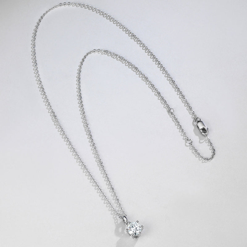 1.0CT D Color Moissanite Pendant 925 Sterling Silver Necklace