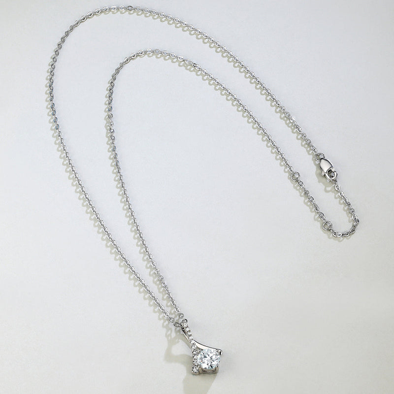 1.0CTTW D Color Moissanite Teardrop Pendant Necklace 925 Sterling Silver 40+2+3cm Necklace