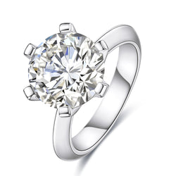 5.0CT Moissanite Classic 6-Prong Solitaire Ring 18K Gold Plated 925 Silver Single Rings