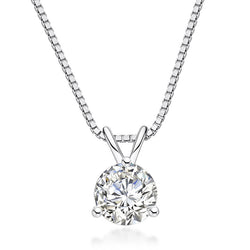 1.0CT VVS1 D Color Moissanite Necklaces 18K Gold Plated Three Claw Pendant Necklaces