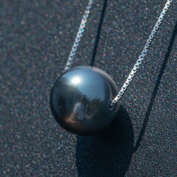 Natural Tahiti Black Pearl Seawater Pearl Pendant With 925 Sterling Silve Necklace