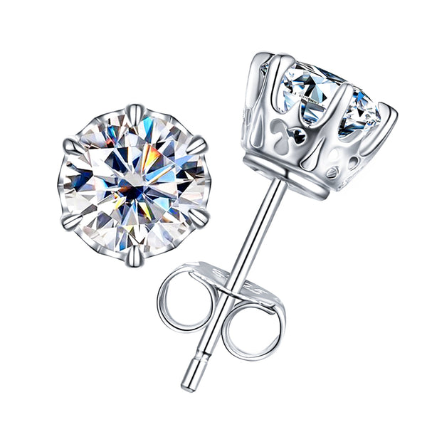 1.0/2.0CTTW D Color Moissanite 925 Sterling Silver Stud Earrings