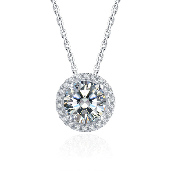 1.0CTTW D Color Moissanite Necklace 18K White Gold Plated Luxury Necklace