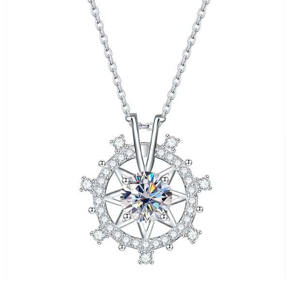 1.0CTTW D Color Moissanite Windmill Pendant Necklace 925 Sterling Silver 40+2+3cm Necklace