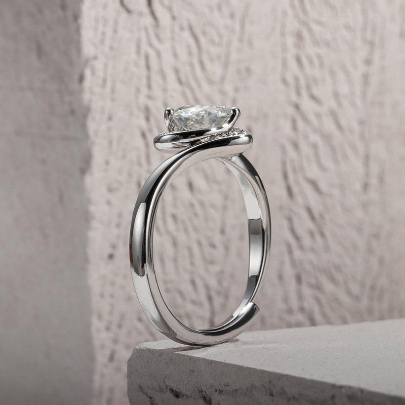1.0CTTW D Color Moissanite Rings Heart  925 Sterling Silver  Resizable Ring
