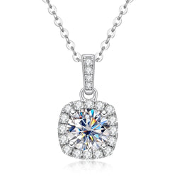 1.0CTTW D Color Moissanite Pendant  925 Sterling Silver 40+2+3cm Necklace