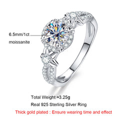 1.0CTTW D Color Moissanite ring 925 Sterling Silver Rings
